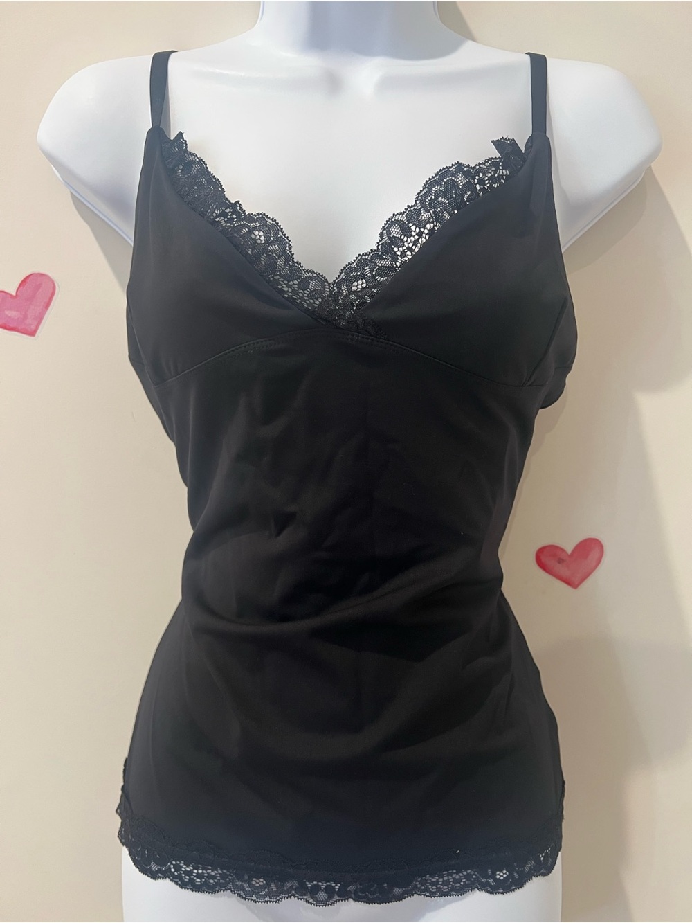 Black Lace-Trim Camisole Tank Top - Women